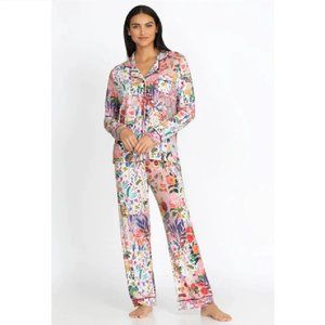 Johnny Was Filomena Long PJ Set Sleepwear Pajama Home Lounge Floral XXL Pink NEW